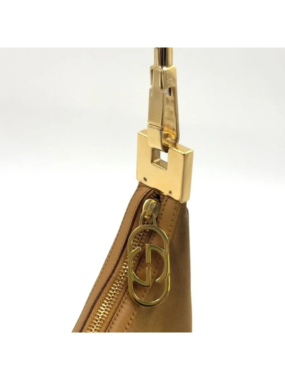 ★SOLD★ Gucci Suede Hobo Leather Light Brown Shoulder Bag Gold - Picture 13 of 15
